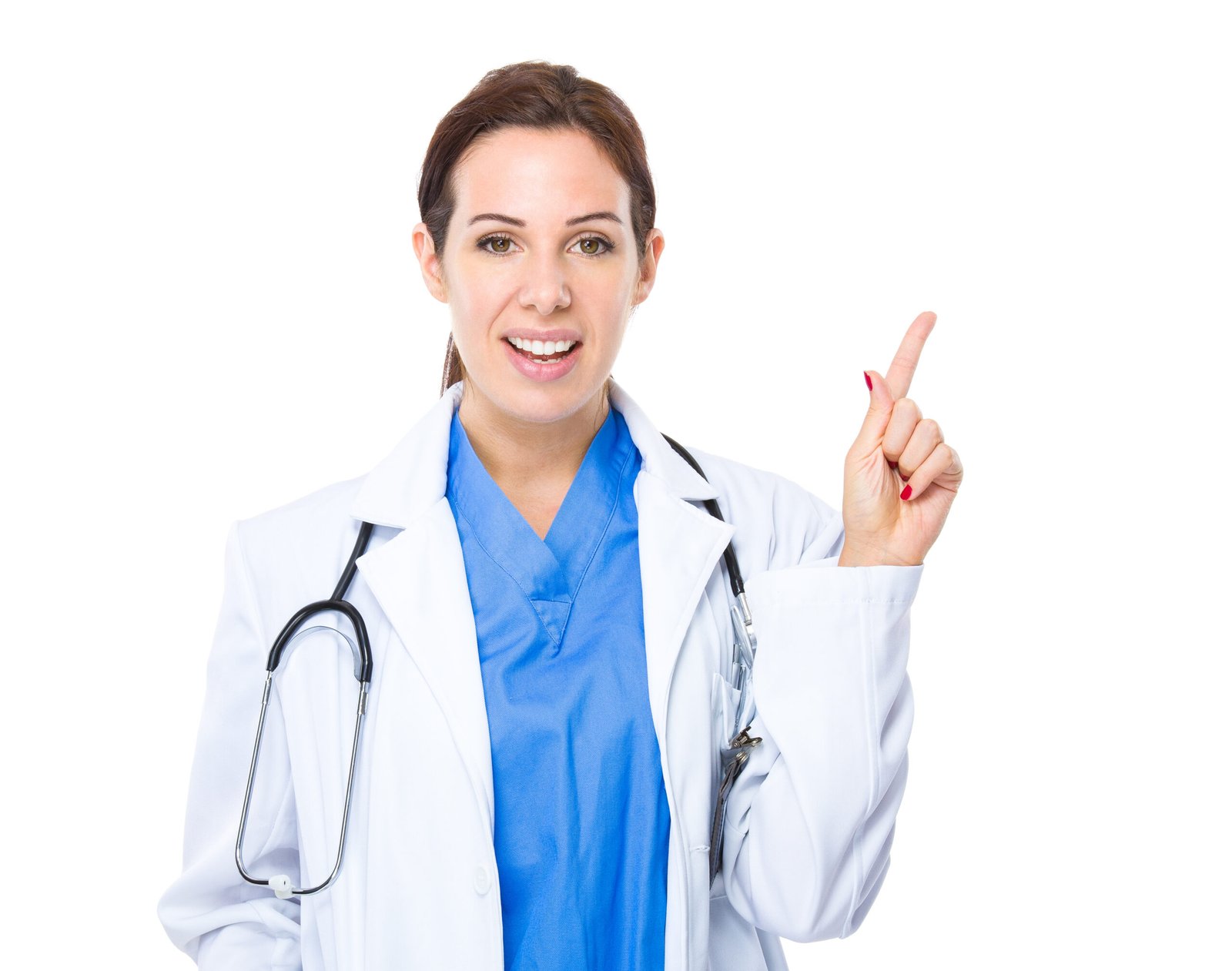 Woman doctor with finger point up